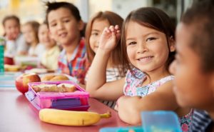 Kids eating at a lunch table