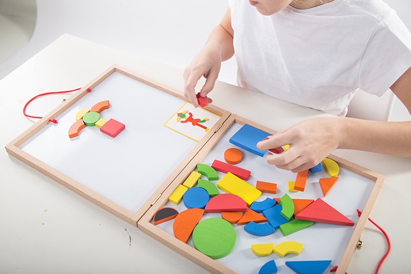 A girl doing occupational therapy